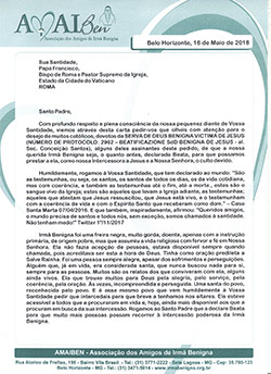 Copy of the Open Letter to Pope Francis for the Beatification of Sister Benigna - Parte 1