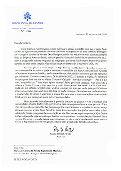 Letter from the Vatican to Amaiben